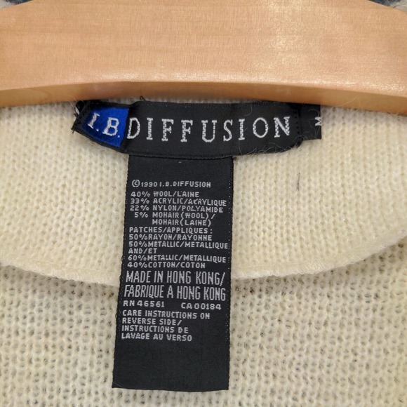 IB Diffusion Women's Sweater Dress Cardigan Cream Medium Rhinestone Gold Button - Picture 9 of 12